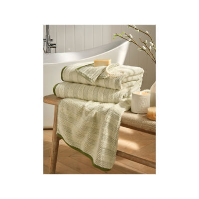 ASDA At Home with Stacey Solomon Green Textured Two-Tone Bath Towel 70x130cm- Buy online at McGrocer