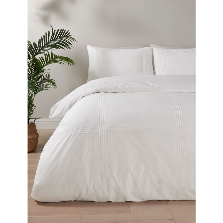 George Home White Square Pintucks Duvet Set - Single GOODS ASDA   