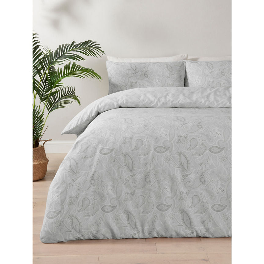 George Home Grey Paisley Duvet Set -Super King GOODS ASDA   