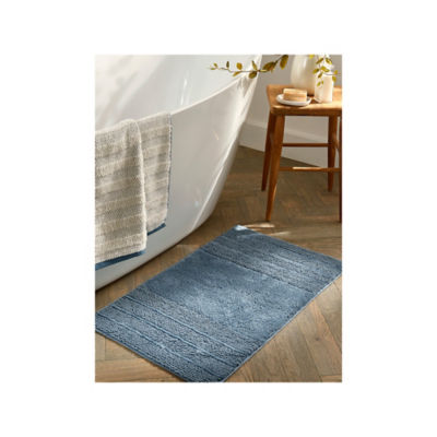 ASDA At Home with Stacey Solomon Blue Cut Loop Stripe Bath Mat 50 x 80 cm- Buy online at McGrocer