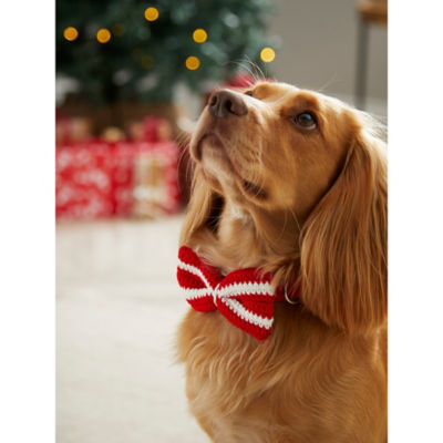 George Home red dog collar knitted bow tie 23cm - British product