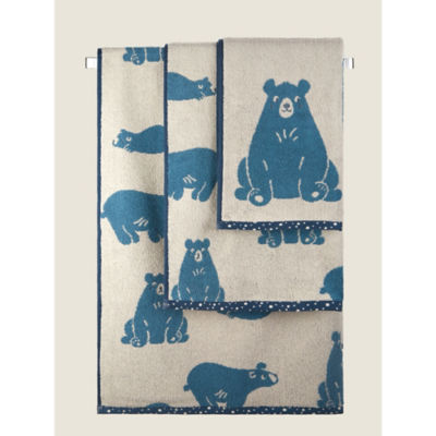 George Home cotton hand towel with blue bear - British product