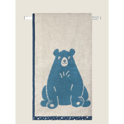 George Home cotton hand towel with blue bear - British product