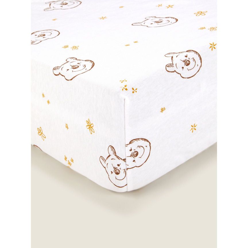 George Home Natural Disney Winnie The Pooh Cot Bed Fitted Sheet GOODS ASDA   