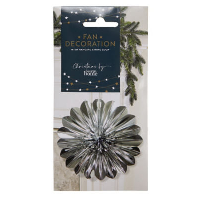 George Home silver fan Christmas decoration 10x17.5cm - British product