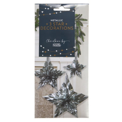 George Home silver star decorations 3 pack, imported from the UK