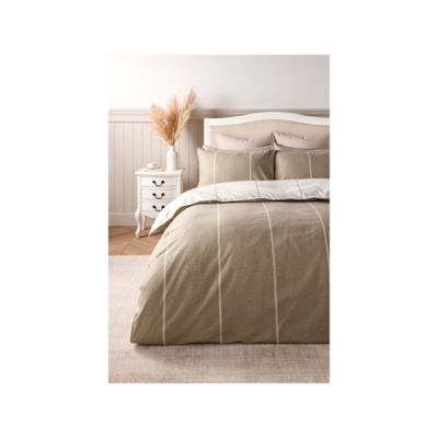 Stacey Solomon natural stripe brushed cotton duvet set Super King, imported from the UK