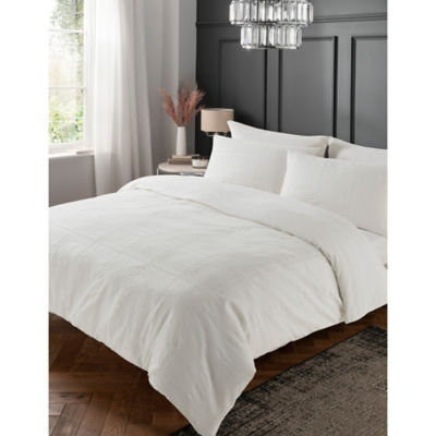 ASDA George Home White Pop Checked Waffle Duvet Set Super King- Buy online at McGrocer