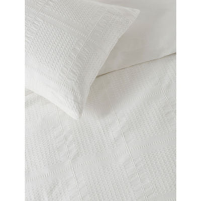 George Home white pop checked waffle duvet set Super King, imported from the UK