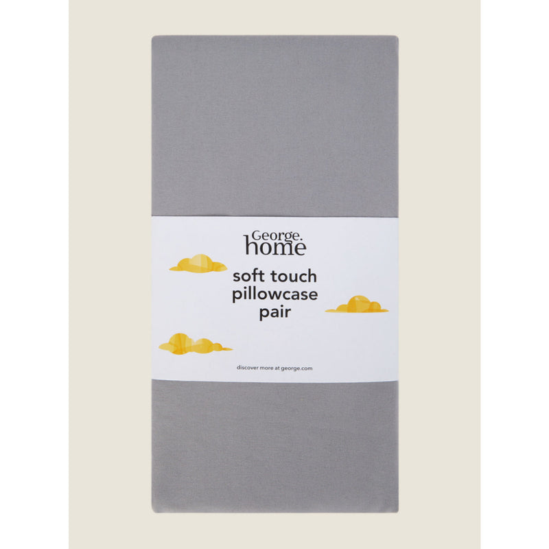 George Home Grey Polyester Pillowcase Pair Set, UK version