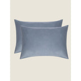 Blue brushed cotton pillow case pair 74x48cm - British product