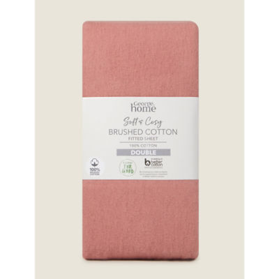 George Home fitted sheet pink brushed cotton single, UK version