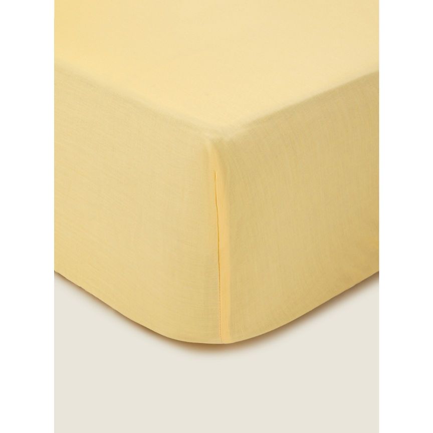 George Home Yellow Plain Fitted Sheet -King