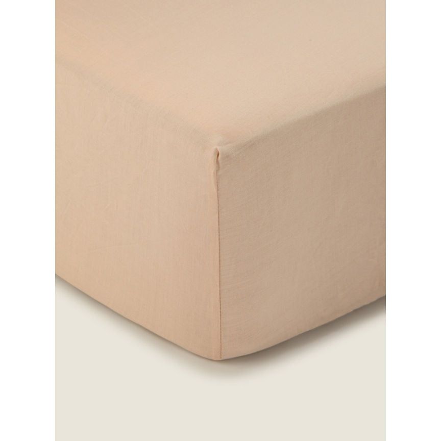 George Home Natural Plain Fitted Sheet - Single GOODS ASDA   