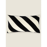 George Home Black & White Stripe Velvet Cushion GOODS ASDA   