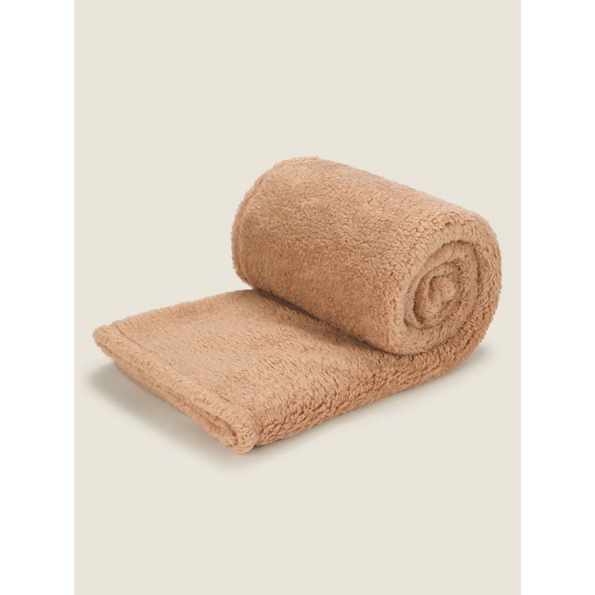 George Home Natural Teddy Throw GOODS ASDA   