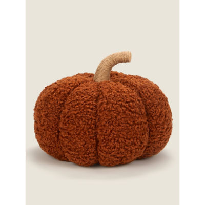 George Home brown boucle pumpkin cushion 20x29cm, UK version