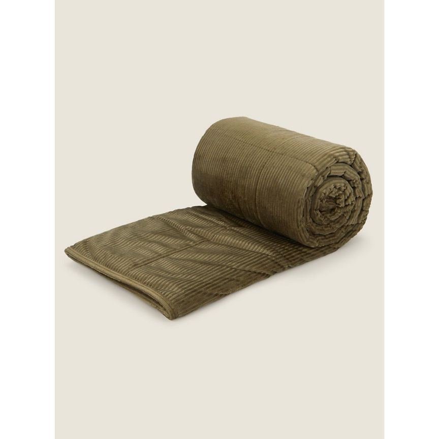 George Home Green Corduroy Throw GOODS ASDA   