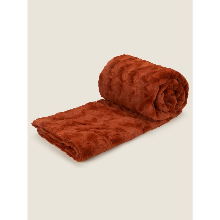 George Home Rust Fur Throw GOODS ASDA   