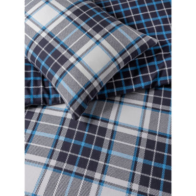 George Home blue Christmas checked brushed cotton duvet set double (British brand)