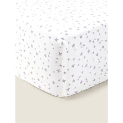 George Home Grey Star brushed cotton fitted sheet double (British brand)