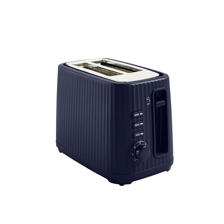 George Home Navy Ribbed 2-Slice Toaster GOODS ASDA   