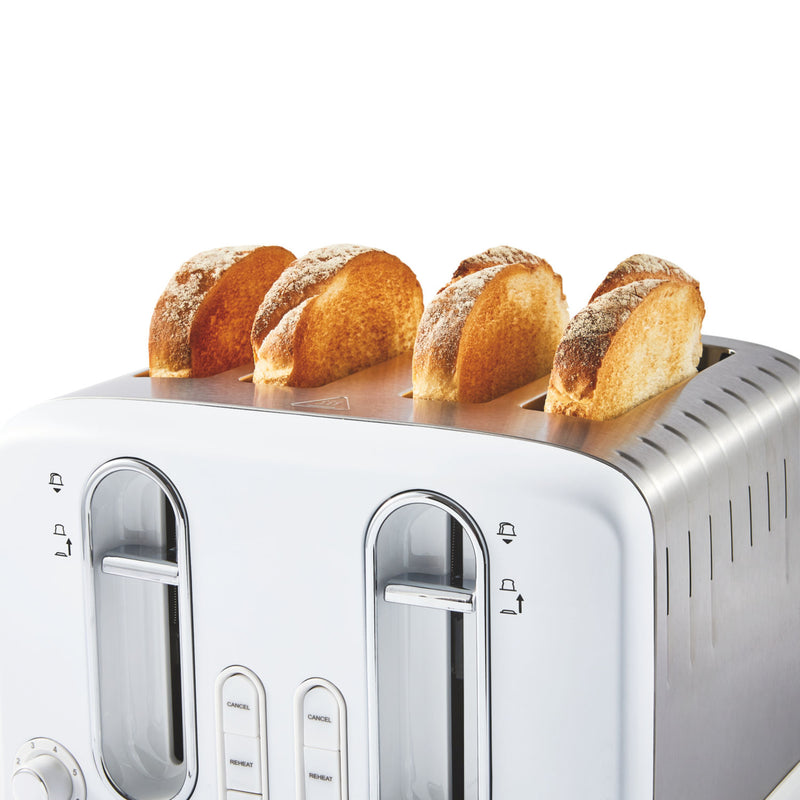 George Home White Stainless Steel 4-Slice Toaster, UK version