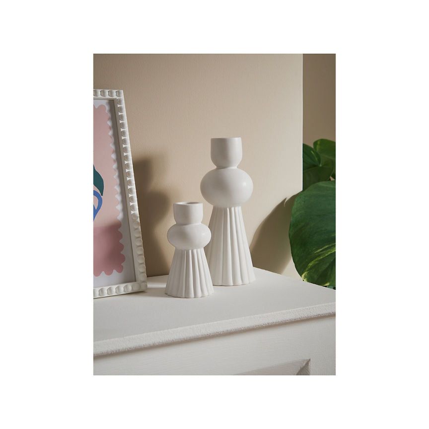 George Home White Ceramic Taper Candle Holder - Set of 2 GOODS ASDA   