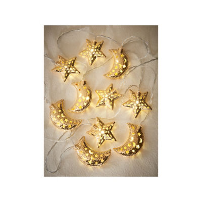 George Home Guirlande Lumineuse Étoile de Lune Dorée avec Perles 210cm