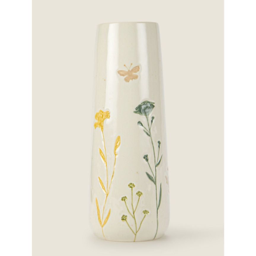 George Home Beige Spring Cottage Pressed Floral Vase