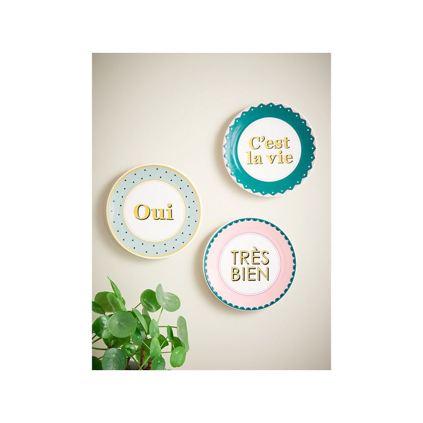 George Home French Slogan Wall Plates - Set of 3 GOODS ASDA   