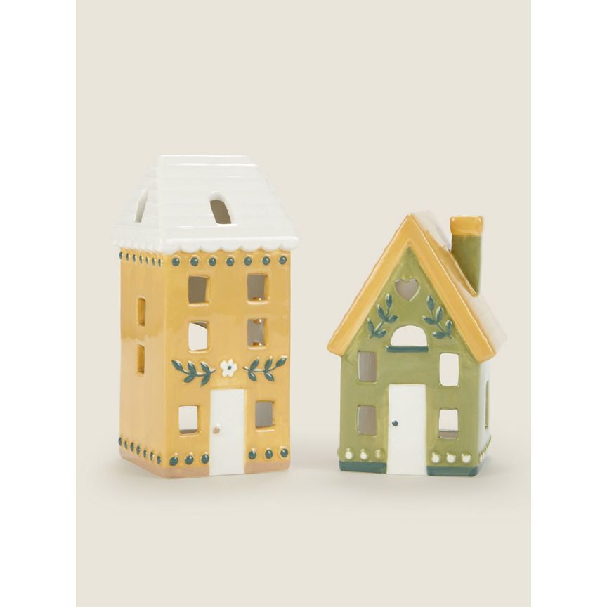 George Home Cabin House Tea Light Holder - Set of 2 GOODS ASDA   