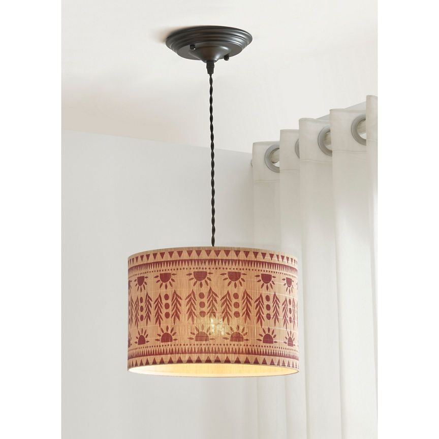 George Home Natural Block Printed Bamboo Shade