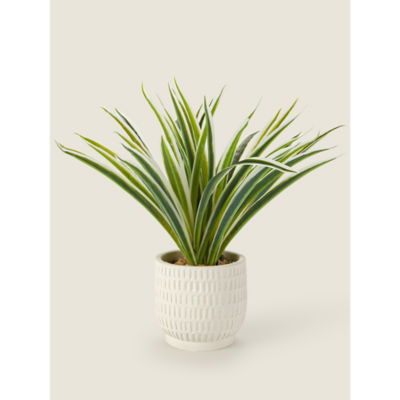 ASDA George Home Pot d'herbe artificielle rayé sauge décoratif 30x30x28 cm- Acheter en ligne sur McGrocer