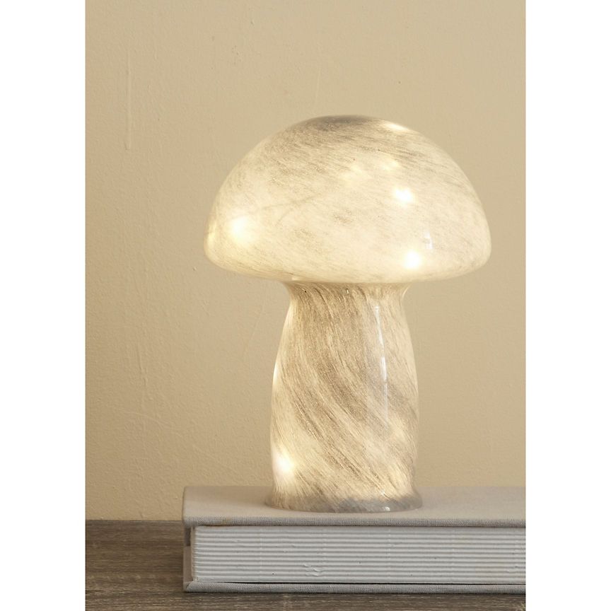 George Home Grey Glass Mushroom Portable Table Lamp GOODS ASDA   