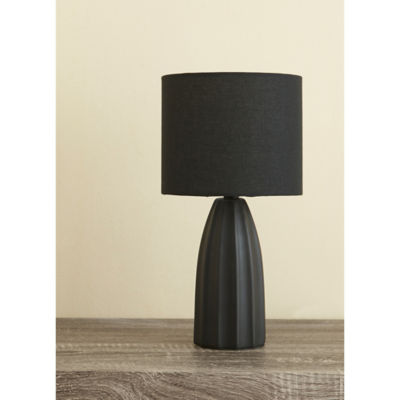 George Home black faux linen shade ceramic table lamp 32cm (British brand)