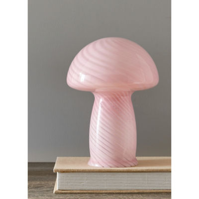 ASDA George Home Swirl Glass Mushroom Lamp Pink 16.5 x 16.5 x 23 cm- Buy online at McGrocer