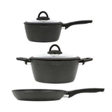 Black marble effect non-stick pan set of 7 - British product