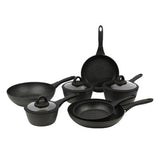 Black marble effect soft grip pan set of 7 - British product