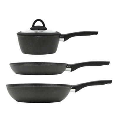 Black marble effect soft grip pan set of 7 - British product