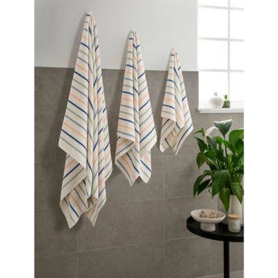 ASDA George Home Riviera Striped Hand Towel 50 x 90cm- Buy online at McGrocer