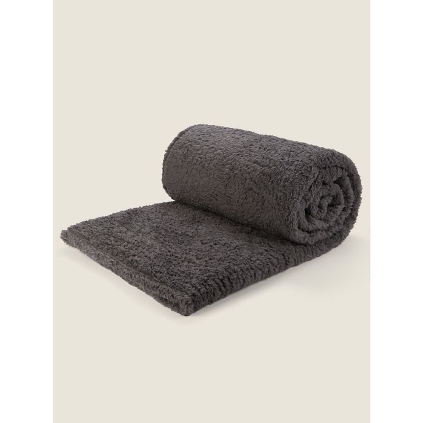 George Home Grey Plain Teddy Throw GOODS ASDA   