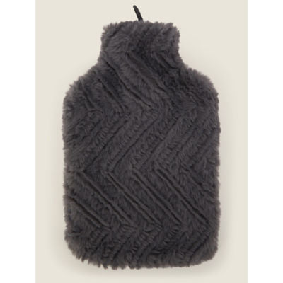 ASDA George Home Charcoal Brushed Chevron Faux Fur Hot Water Bottle- Buy online at McGrocer