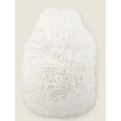 George Home Cream Shaggy Faux Fur Hot Water Bottle