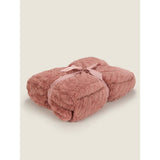 George Home pink faux fur throw with chevron print - British product
