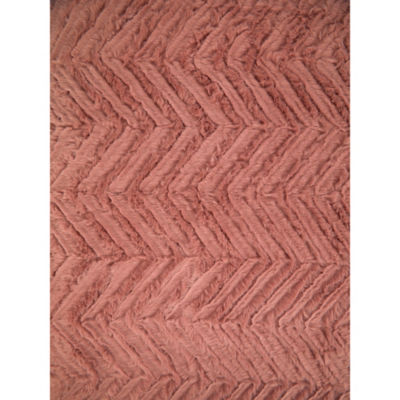 George Home pink faux fur throw with chevron print - British product