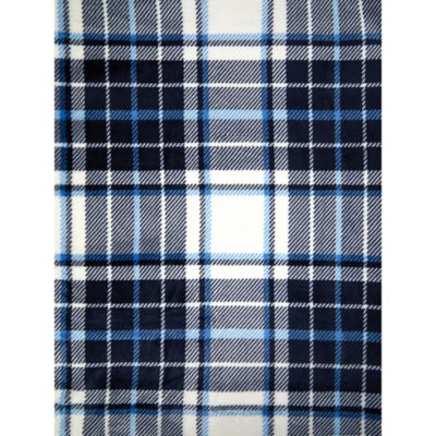 George Home blue check Sherpa throw - British product