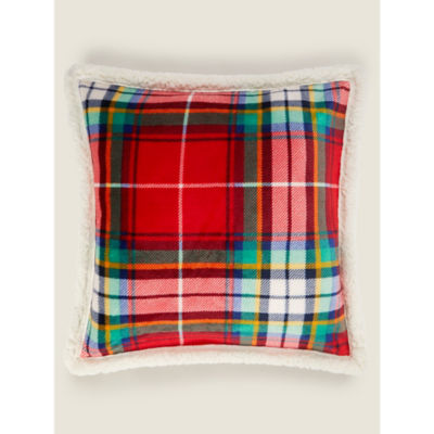 George Home red check sherpa cushion 50x50 cm (British brand)