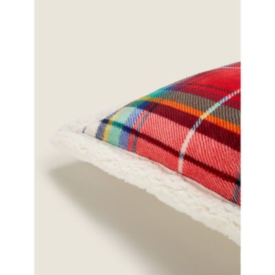 George Home red check sherpa cushion 50x50 cm (British brand)