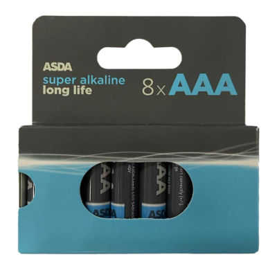 Asda super alkaline AAA batteries 8 pack (British brand)